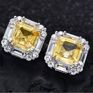 Huge Yellow and white Sapphire earrings